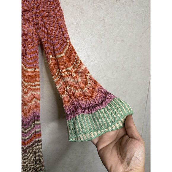 SOFT SURROUNDINGS Knit Crochet Tunic Sweater Rainbow Vacation Beach Boho Chic SP - Picture 7 of 11